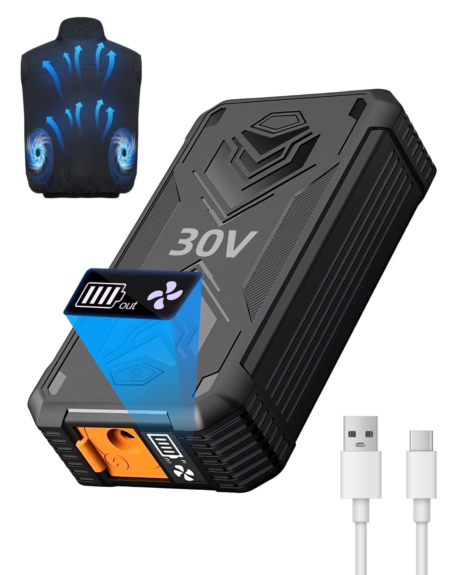 30000mAh 24V高出力 バッテリーファンセット 4段階調節 空調ウェア Amazon.co.jp: 【2025暴風新登場40V/30000mAh】空調作業服